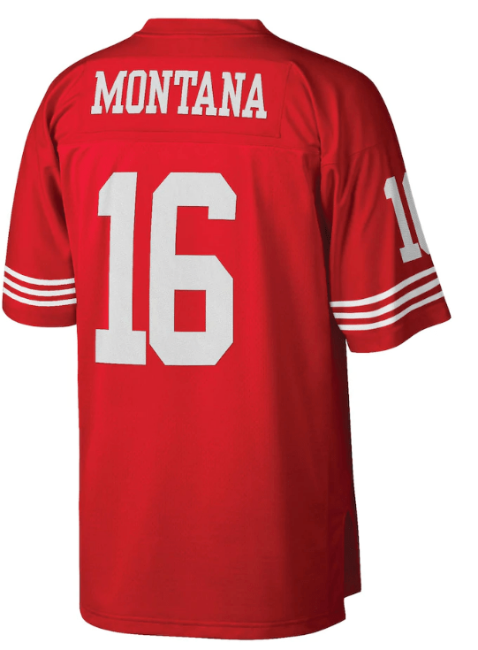 Mens San Francisco 49ers Joe Montana Mitchell & Ness Scarlet Retired Player Vintage Replica Jersey