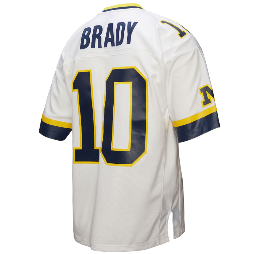 Men's Tom Brady #10 Michigan Wolverines 1999 White Mitchell & Ness Legacy NCAA Jersey
