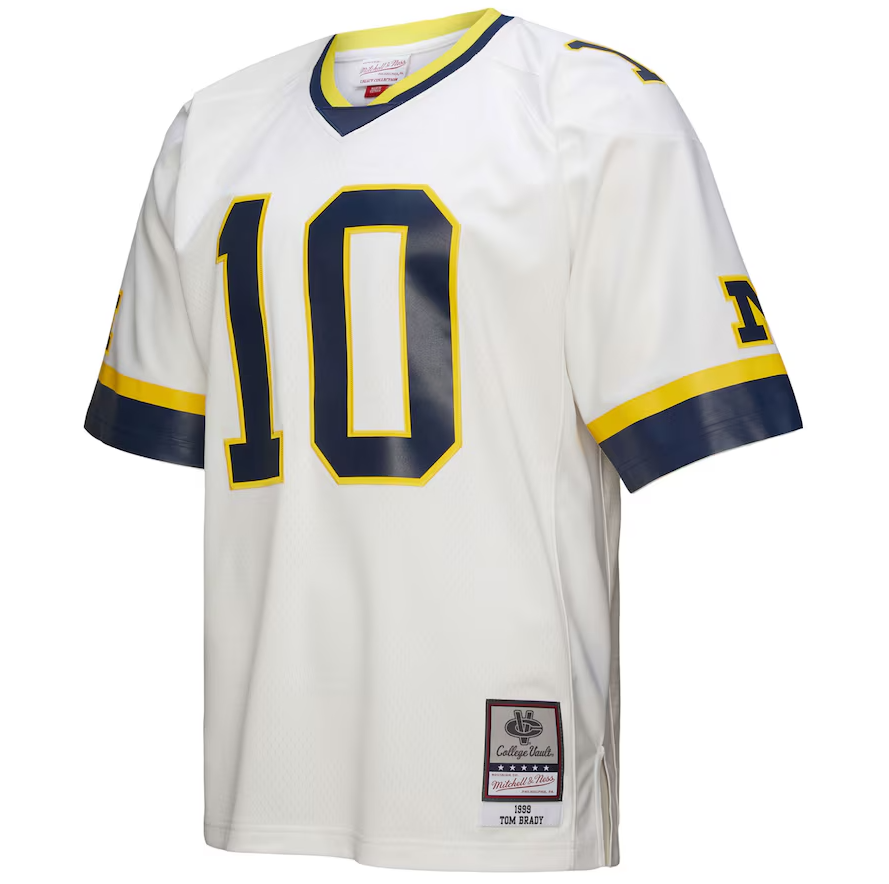 Men's Tom Brady #10 Michigan Wolverines 1999 White Mitchell & Ness Legacy NCAA Jersey