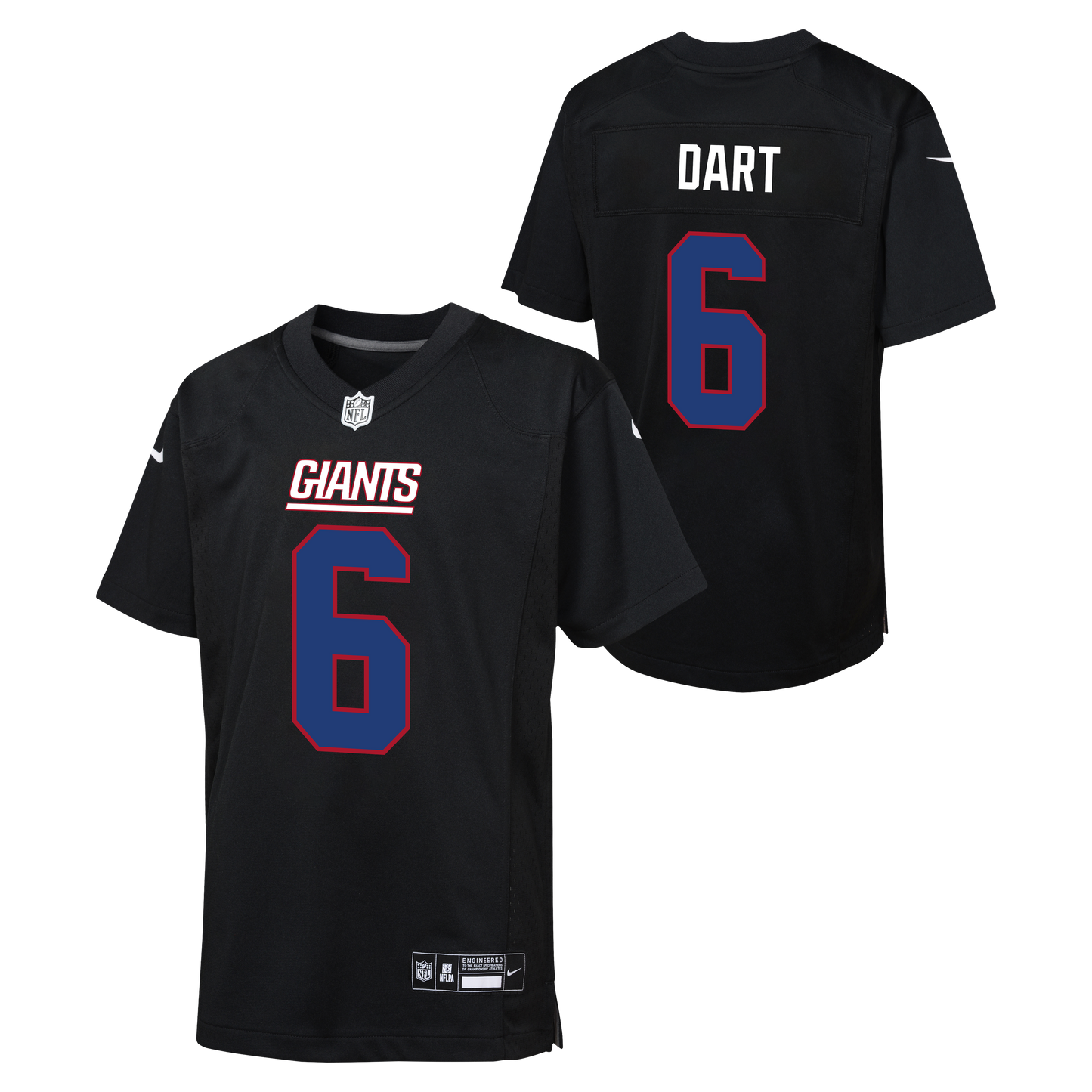Youth Jaxson Dart New York Giants Alternate Black Nike Game Jersey
